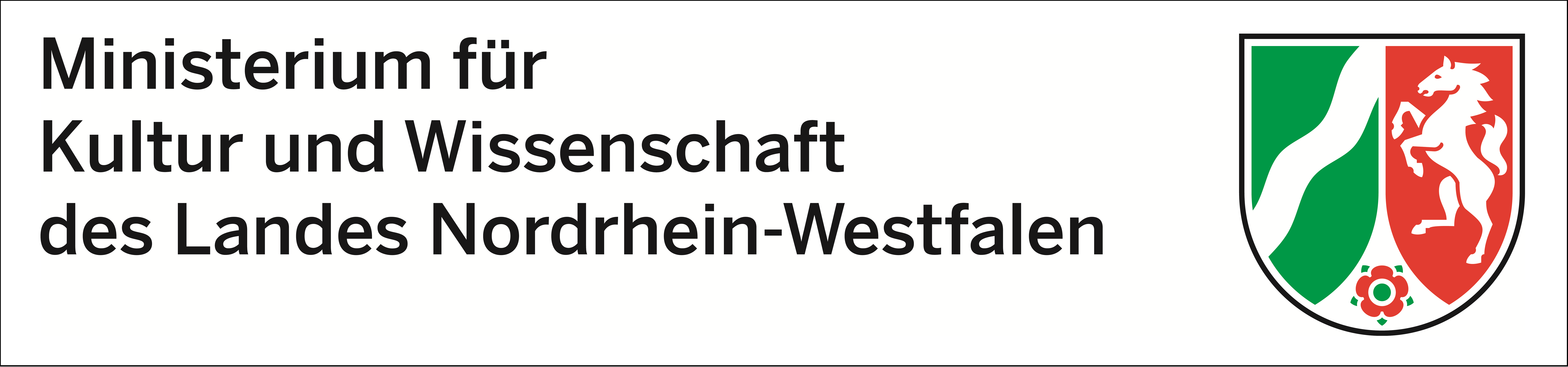 Das Logo besteht aus dem Wappen von NRW und dem Schriftzug "Ministerium für Kultur und Wissenschaft des Landes Nordrhein-Westfalen".