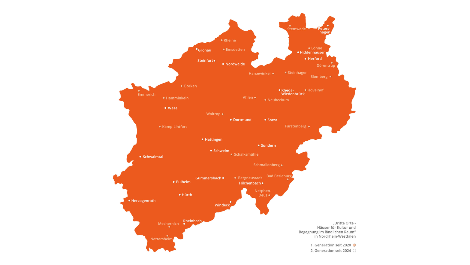 NRW-Karte mit Dritten Orten