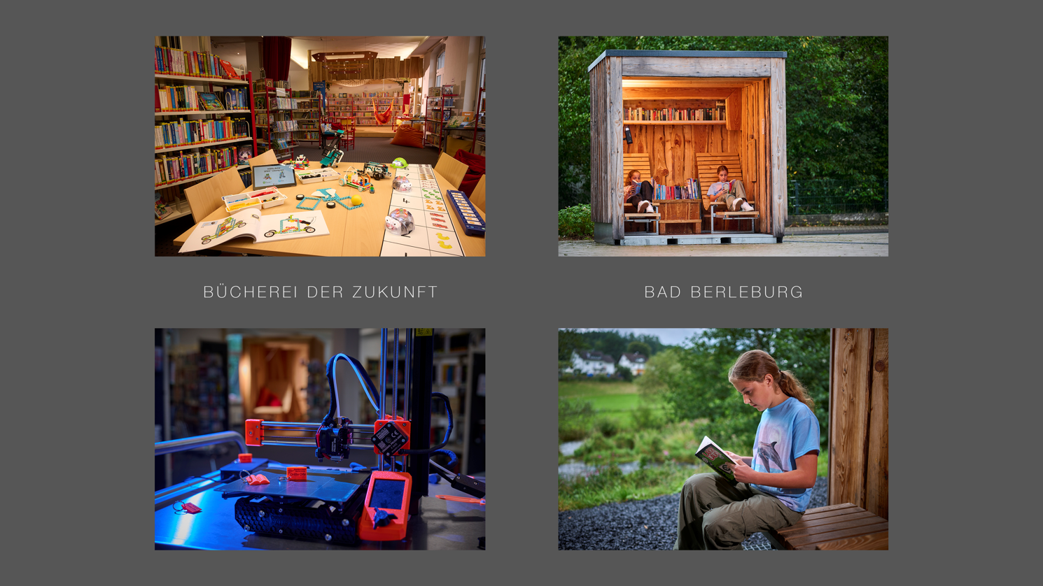 Collage Dritter Ort: Bücherei der Zukunft Bad Berleburg